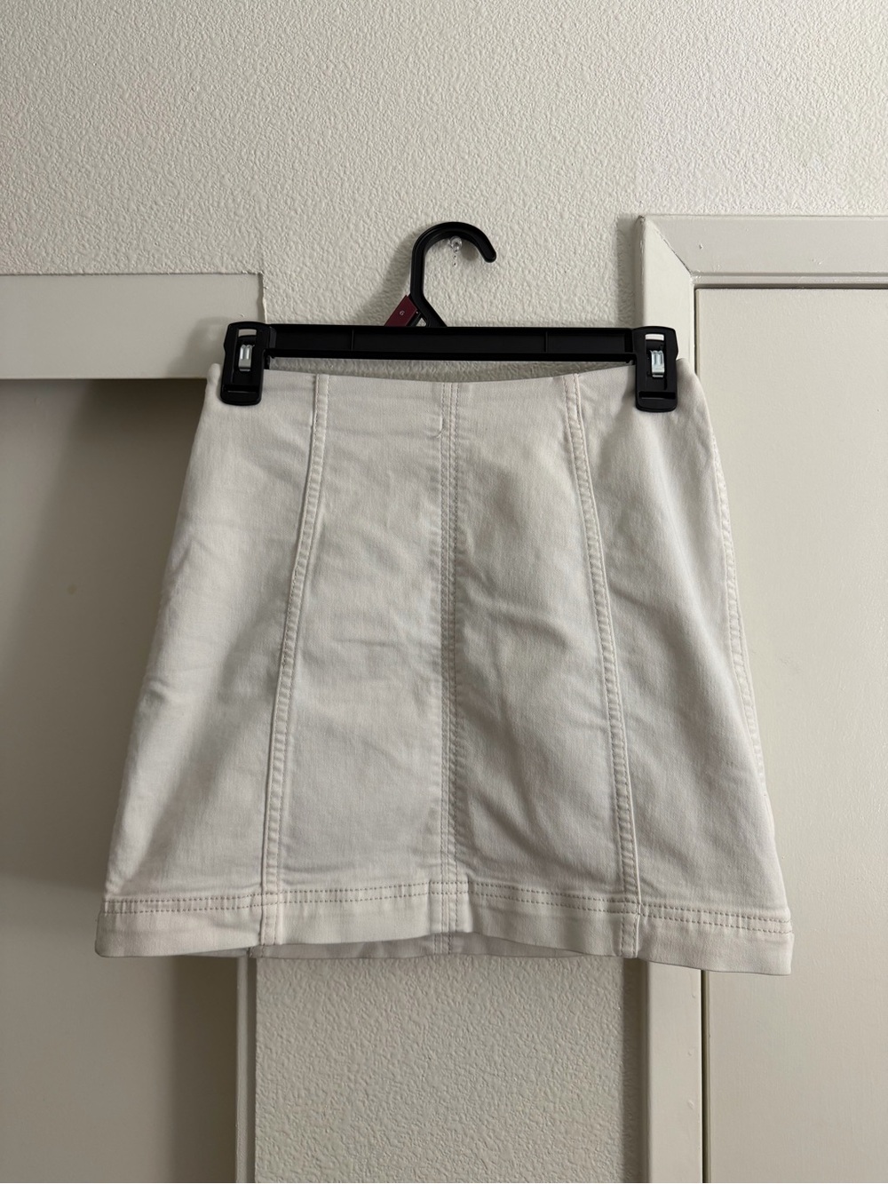 Free People Cream Mini Skirt with Panel Stitching